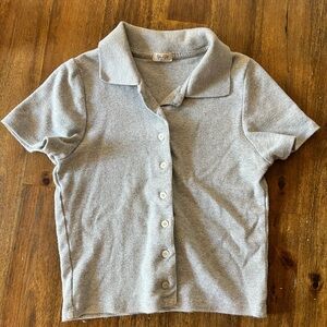 Brandy Melville Grey Short Sleeve Button Up